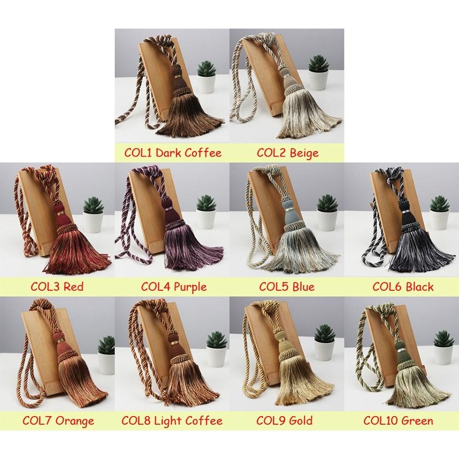 Home Decoration Polyester Tassel Tiebacks Curtain Holder Handmade Tassel Curtain Rope Holdback Window Drape Hanging Ball Tassels Curtains Buckle Sling Binding Lantern Tiebacks Handcrafted Braided Curtain Holdbacks Window Home Decor 55-90cm Stevvex