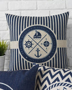 Home Decorative Pillows Mediterranean Pillow Cover Blue Anchor Navigation Compass Sailboat Pillowcase Decorative Cushion Cover For Home Cover Sea Blue Compass Marine Ship Linen Pillow Case Cushion Cover 45x45CM Stevvex