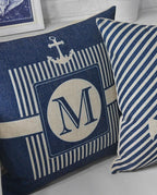 Home Decorative Pillows Mediterranean Pillow Cover Blue Anchor Navigation Compass Sailboat Pillowcase Decorative Cushion Cover For Home Cover Sea Blue Compass Marine Ship Linen Pillow Case Cushion Cover 45x45CM Stevvex