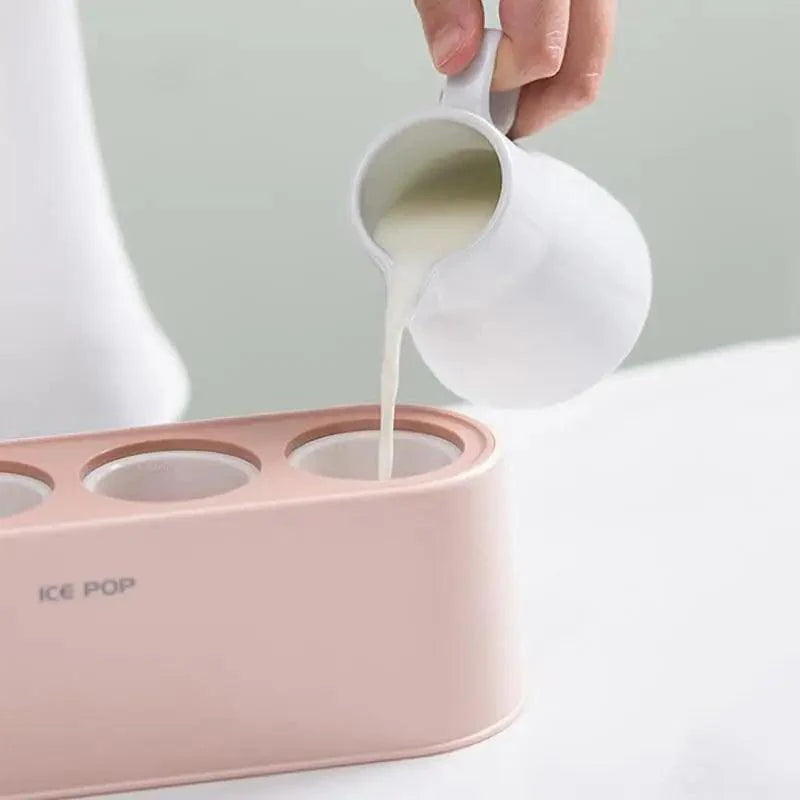 Home Ice Cream Mold Popsicle Tool Silicone 4-hole Popsicle Box Children Dessert Ice Cream Maker Kitchen Tools Diy Ice Cream Stevvex