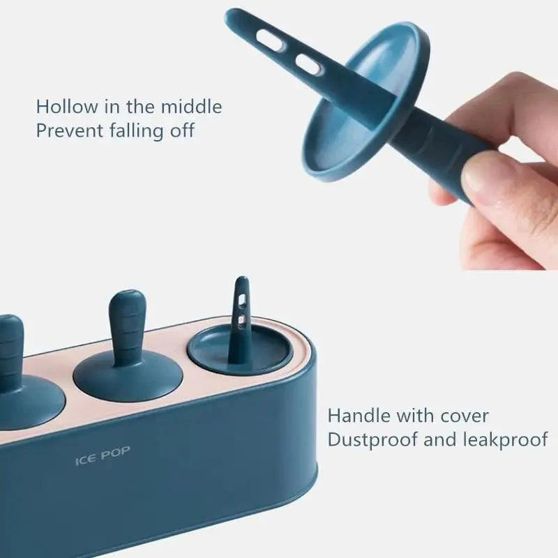Home Ice Cream Mold Popsicle Tool Silicone 4-hole Popsicle Box Children Dessert Ice Cream Maker Kitchen Tools Diy Ice Cream Stevvex