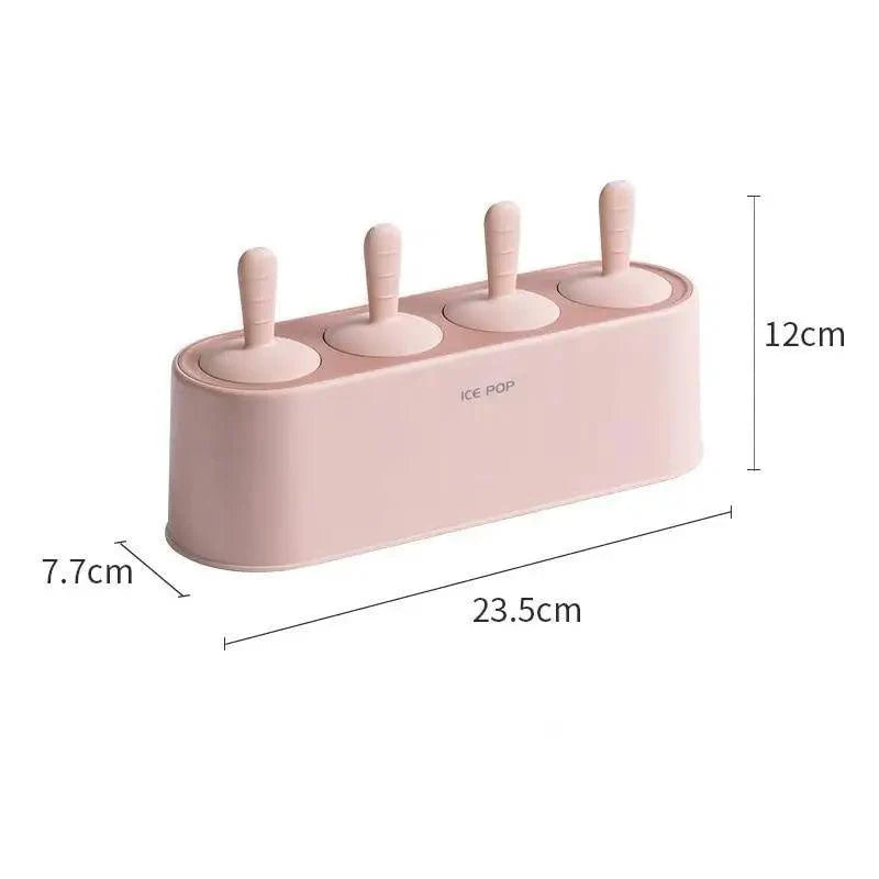 Home Ice Cream Mold Popsicle Tool Silicone 4-hole Popsicle Box Children Dessert Ice Cream Maker Kitchen Tools Diy Ice Cream Stevvex