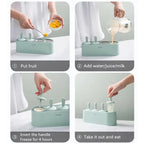 Home Ice Cream Mold Popsicle Tool Silicone 4-hole Popsicle Box Children Dessert Ice Cream Maker Kitchen Tools Diy Ice Cream Stevvex