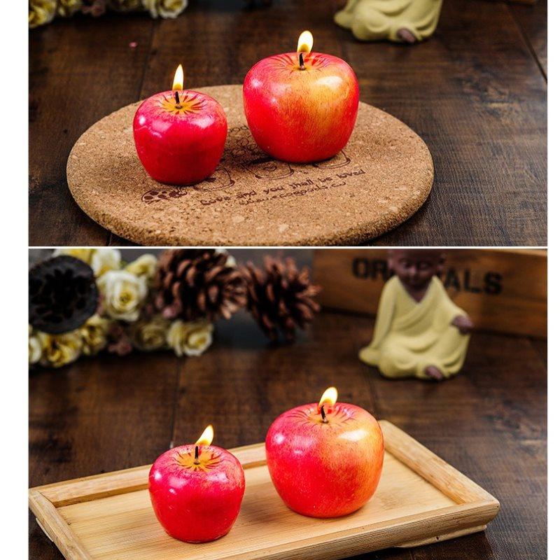 Home Red Apple Shape Scented Candles Creative Apple Shaped Scented Candles Simulation Fruit Candles Valentine's Day Party Candles Birthday Candles Apple Decorations Birthday Christmas Party Fruit Candles Decoration Stevvex