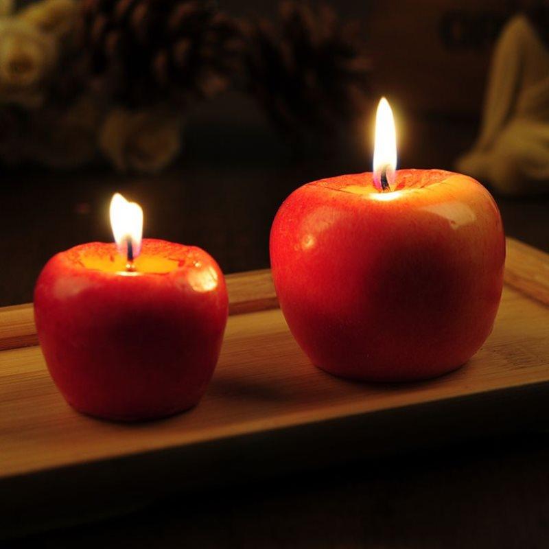 Home Red Apple Shape Scented Candles Creative Apple Shaped Scented Candles Simulation Fruit Candles Valentine's Day Party Candles Birthday Candles Apple Decorations Birthday Christmas Party Fruit Candles Decoration Stevvex
