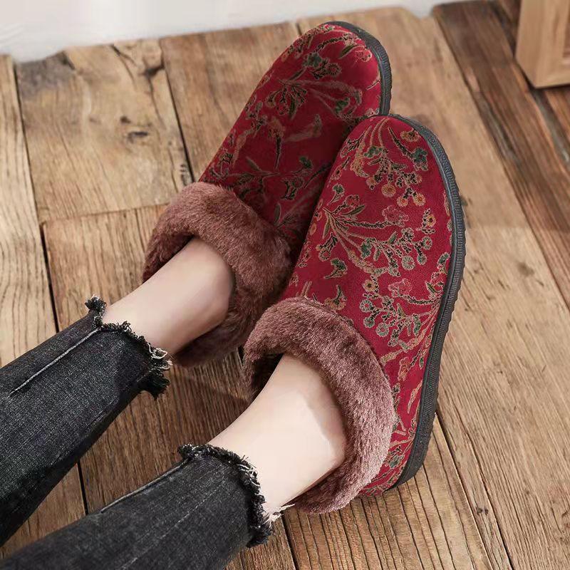 Home Slippers For Women Winter Warm Plush Cotton Home Slippers Women Non Slip Velvet Cotton Couple Soft Shoes Indoor Warm Fuzzy Plush Fleece Lining Bedroom Comfy Home Living Room Shoes Stevvex