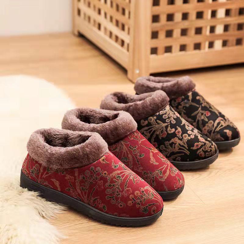 Home Slippers For Women Winter Warm Plush Cotton Home Slippers Women Non Slip Velvet Cotton Couple Soft Shoes Indoor Warm Fuzzy Plush Fleece Lining Bedroom Comfy Home Living Room Shoes Stevvex