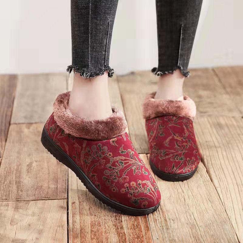 Home Slippers For Women Winter Warm Plush Cotton Home Slippers Women Non Slip Velvet Cotton Couple Soft Shoes Indoor Warm Fuzzy Plush Fleece Lining Bedroom Comfy Home Living Room Shoes Stevvex