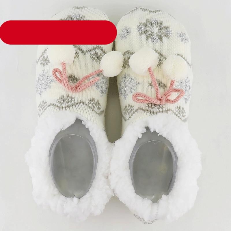 Home Socks Slippers Women Plush Warm Knit Slippers Lightweight Soft Comfortable Winter Slippers Women Indoor Slippers Winter Fuzzy Warm Cozy Fleece Lined Slipper Socks Non Slip Super Soft Thick Christmas Socks Stevvex