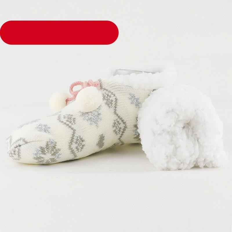 Home Socks Slippers Women Plush Warm Knit Slippers Lightweight Soft Comfortable Winter Slippers Women Indoor Slippers Winter Fuzzy Warm Cozy Fleece Lined Slipper Socks Non Slip Super Soft Thick Christmas Socks Stevvex