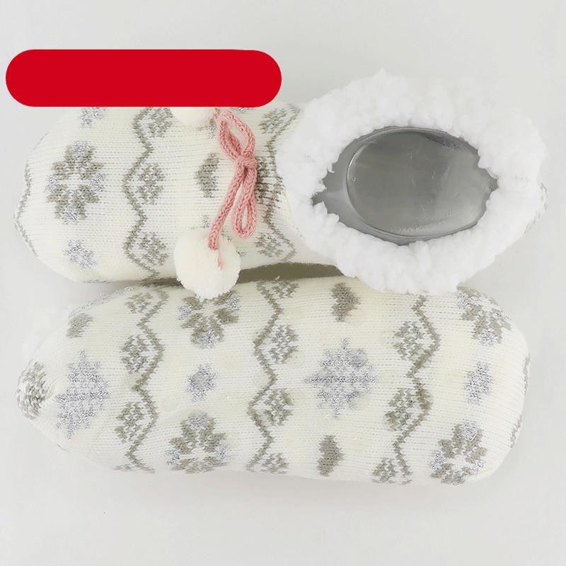 Home Socks Slippers Women Plush Warm Knit Slippers Lightweight Soft Comfortable Winter Slippers Women Indoor Slippers Winter Fuzzy Warm Cozy Fleece Lined Slipper Socks Non Slip Super Soft Thick Christmas Socks Stevvex