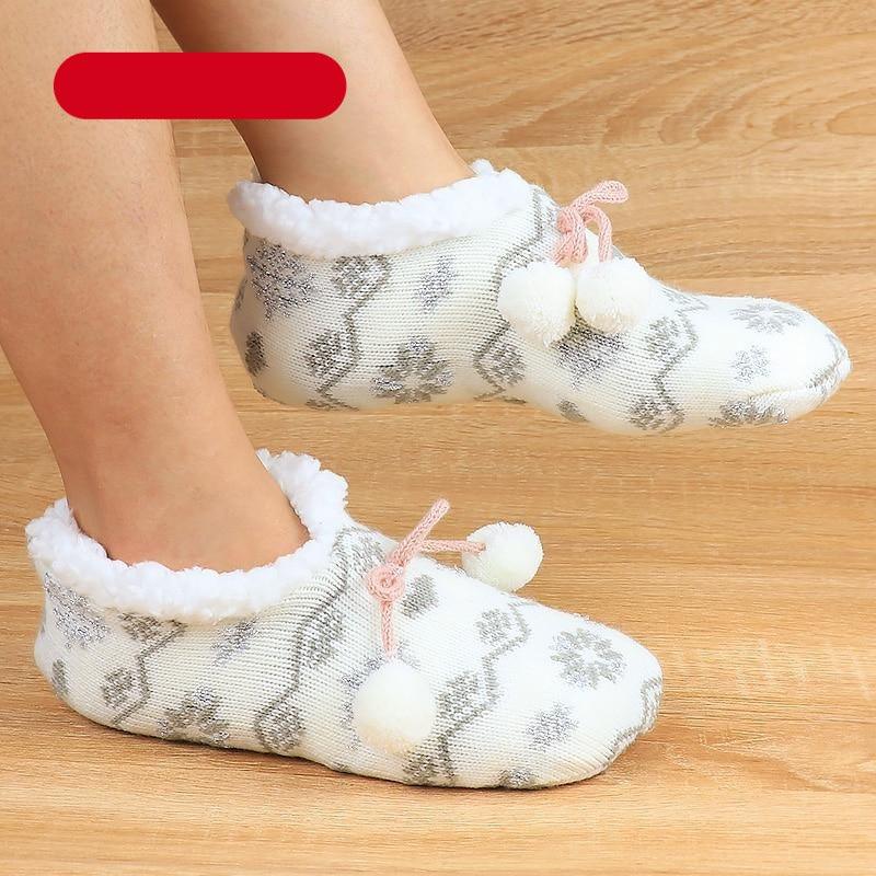 Home Socks Slippers Women Plush Warm Knit Slippers Lightweight Soft Comfortable Winter Slippers Women Indoor Slippers Winter Fuzzy Warm Cozy Fleece Lined Slipper Socks Non Slip Super Soft Thick Christmas Socks Stevvex