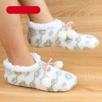 Home Socks Slippers Women Plush Warm Knit Slippers Lightweight Soft Comfortable Winter Slippers Women Indoor Slippers Winter Fuzzy Warm Cozy Fleece Lined Slipper Socks Non Slip Super Soft Thick Christmas Socks Stevvex