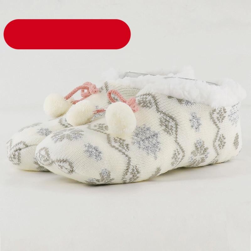 Home Socks Slippers Women Plush Warm Knit Slippers Lightweight Soft Comfortable Winter Slippers Women Indoor Slippers Winter Fuzzy Warm Cozy Fleece Lined Slipper Socks Non Slip Super Soft Thick Christmas Socks Stevvex