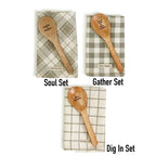 Happiness Is Homemade Wooden Spoon And Checkered Dish Towel Gift Set