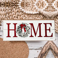 Christmas Home Wreath Sign Holiday Mantel Shelf Tray Decor Rustic Wooden BandsCo Straps