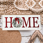 Christmas Home Wreath Sign Holiday Mantel Shelf Tray Decor Rustic Wooden BandsCo Straps