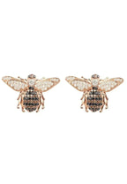 Rose Gold Bee Stud Earrings | Champagne Zirconia Insect Jewelry - Femstylo