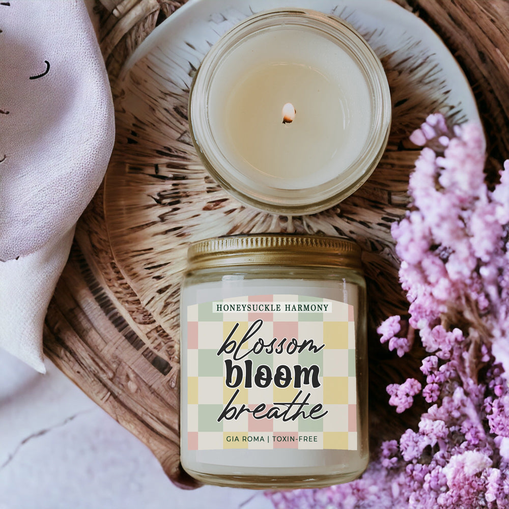 Honeysuckle Scented Soy Candle - Sweet Floral Blossom, Honeyed Summer Aroma