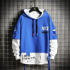Hooded Sweatshirts Mens Letter Print Hoodies Streetwear Hip Hop Pullover Hoodie Men's Hooded Sweatshirt Men's Contrast Color Patchwork Hooded Sweatshirt Long Sleeve Pocket Jacket Stevvex
