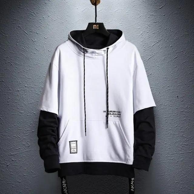 Hooded Sweatshirts Mens Letter Print Hoodies Streetwear Hip Hop Pullover Hoodie Men's Hooded Sweatshirt Men's Contrast Color Patchwork Hooded Sweatshirt Long Sleeve Pocket Jacket Stevvex