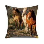 Horse Pattern Pillow Cover Running Horses Cotton Linen Square Cushion Cover Standard Pillowcase for Men Women Home Decorative Sofa Armchair Bedroom Livingroom Farmhouse 45x45CM Stevvex