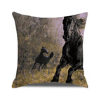 Horse Pattern Pillow Cover Running Horses Cotton Linen Square Cushion Cover Standard Pillowcase for Men Women Home Decorative Sofa Armchair Bedroom Livingroom Farmhouse 45x45CM Stevvex