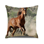 Horse Pattern Pillow Cover Running Horses Cotton Linen Square Cushion Cover Standard Pillowcase for Men Women Home Decorative Sofa Armchair Bedroom Livingroom Farmhouse 45x45CM Stevvex