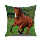 Horse Pattern Pillow Cover Running Horses Cotton Linen Square Cushion Cover Standard Pillowcase for Men Women Home Decorative Sofa Armchair Bedroom Livingroom Farmhouse 45x45CM Stevvex