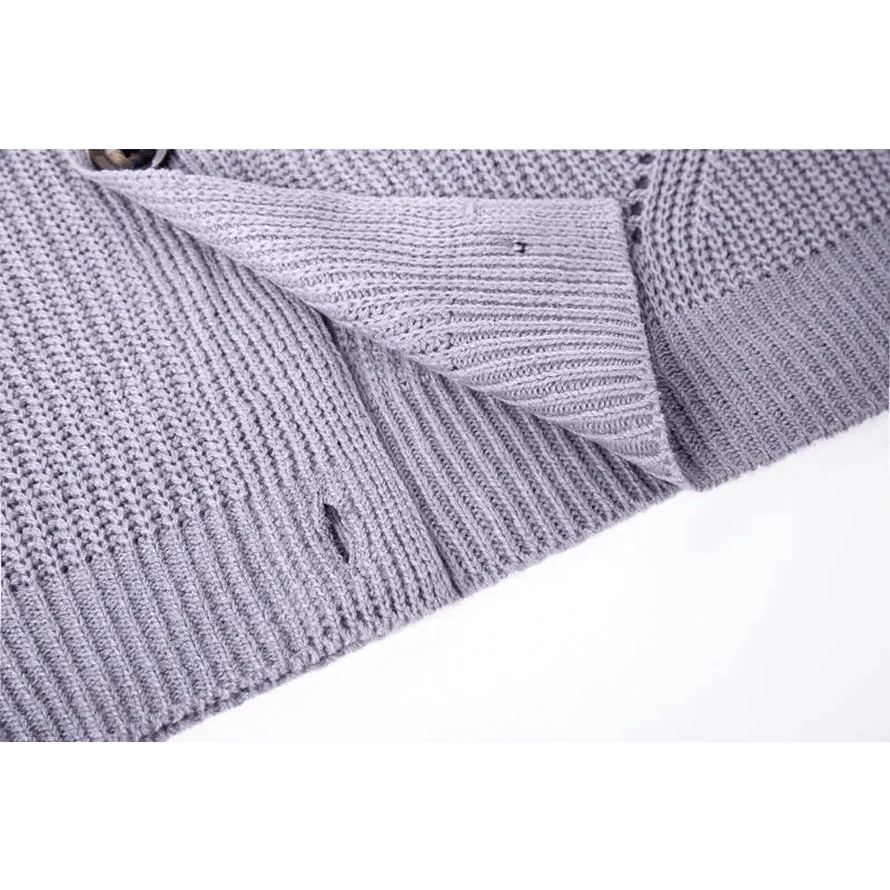 Hot Look Stylish Women's Knitted Cardigans Sweater Fashionable Autumn Long Sleeve Loose Coat Casual Button Thick V Neck Solid Female Tops Stevvex