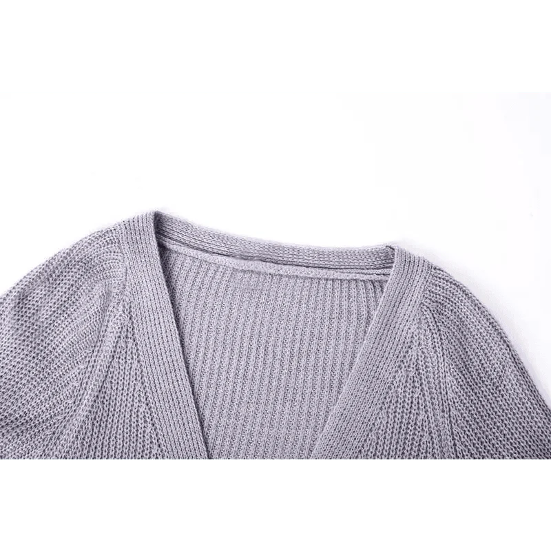 Hot Look Stylish Women's Knitted Cardigans Sweater Fashionable Autumn Long Sleeve Loose Coat Casual Button Thick V Neck Solid Female Tops Stevvex