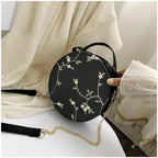 Hot Looking Sweet Lace Round Handbags High Quality PU Leather Small Fresh Flower Chain Shoulder Crossbody Bags For Women Stevvex