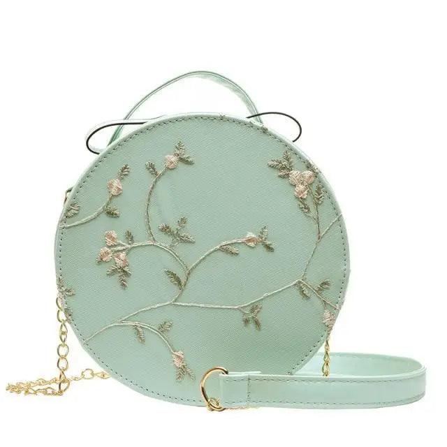Hot Looking Sweet Lace Round Handbags High Quality PU Leather Small Fresh Flower Chain Shoulder Crossbody Bags For Women Stevvex