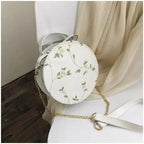 Hot Looking Sweet Lace Round Handbags High Quality PU Leather Small Fresh Flower Chain Shoulder Crossbody Bags For Women Stevvex