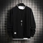 Hot New Spring Autumn Solid Color Casual Men Sweatshirts Men Fashion Mens Casual Sweatshirts Hoodie Men Two Pieces O-Neck Sweatshirt Stevvex