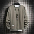 Hot New Spring Autumn Solid Color Casual Men Sweatshirts Men Fashion Mens Casual Sweatshirts Hoodie Men Two Pieces O-Neck Sweatshirt Stevvex