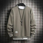 Hot New Spring Autumn Solid Color Casual Men Sweatshirts Men Fashion Mens Casual Sweatshirts Hoodie Men Two Pieces O-Neck Sweatshirt Stevvex