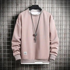 Hot New Spring Autumn Solid Color Casual Men Sweatshirts Men Fashion Mens Casual Sweatshirts Hoodie Men Two Pieces O-Neck Sweatshirt Stevvex