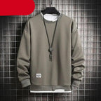 Hot New Spring Autumn Solid Color Casual Men Sweatshirts Men Fashion Mens Casual Sweatshirts Hoodie Men Two Pieces O-Neck Sweatshirt Stevvex