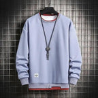 Hot New Spring Autumn Solid Color Casual Men Sweatshirts Men Fashion Mens Casual Sweatshirts Hoodie Men Two Pieces O-Neck Sweatshirt Stevvex