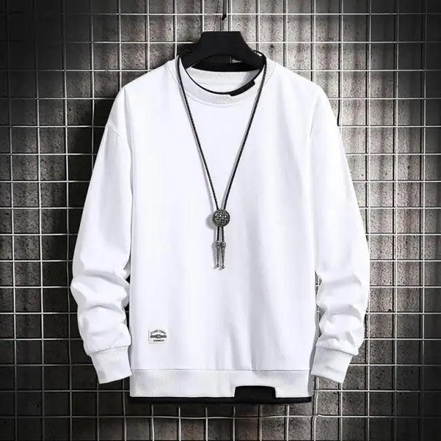 Hot New Spring Autumn Solid Color Casual Men Sweatshirts Men Fashion Mens Casual Sweatshirts Hoodie Men Two Pieces O-Neck Sweatshirt Stevvex