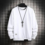 Hot New Spring Autumn Solid Color Casual Men Sweatshirts Men Fashion Mens Casual Sweatshirts Hoodie Men Two Pieces O-Neck Sweatshirt Stevvex