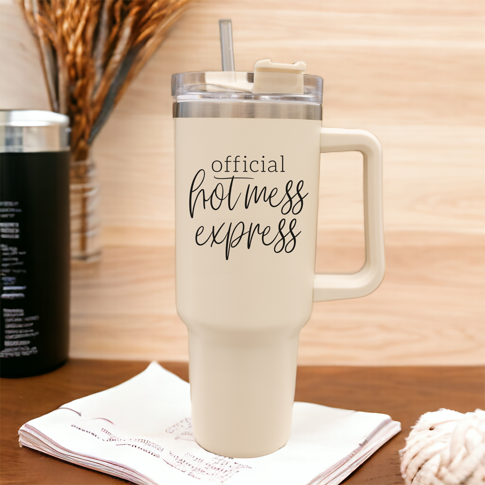 Hot Mess 40oz Tumbler With Lid And Straw - Insulated Travel Cup BandsCo Straps