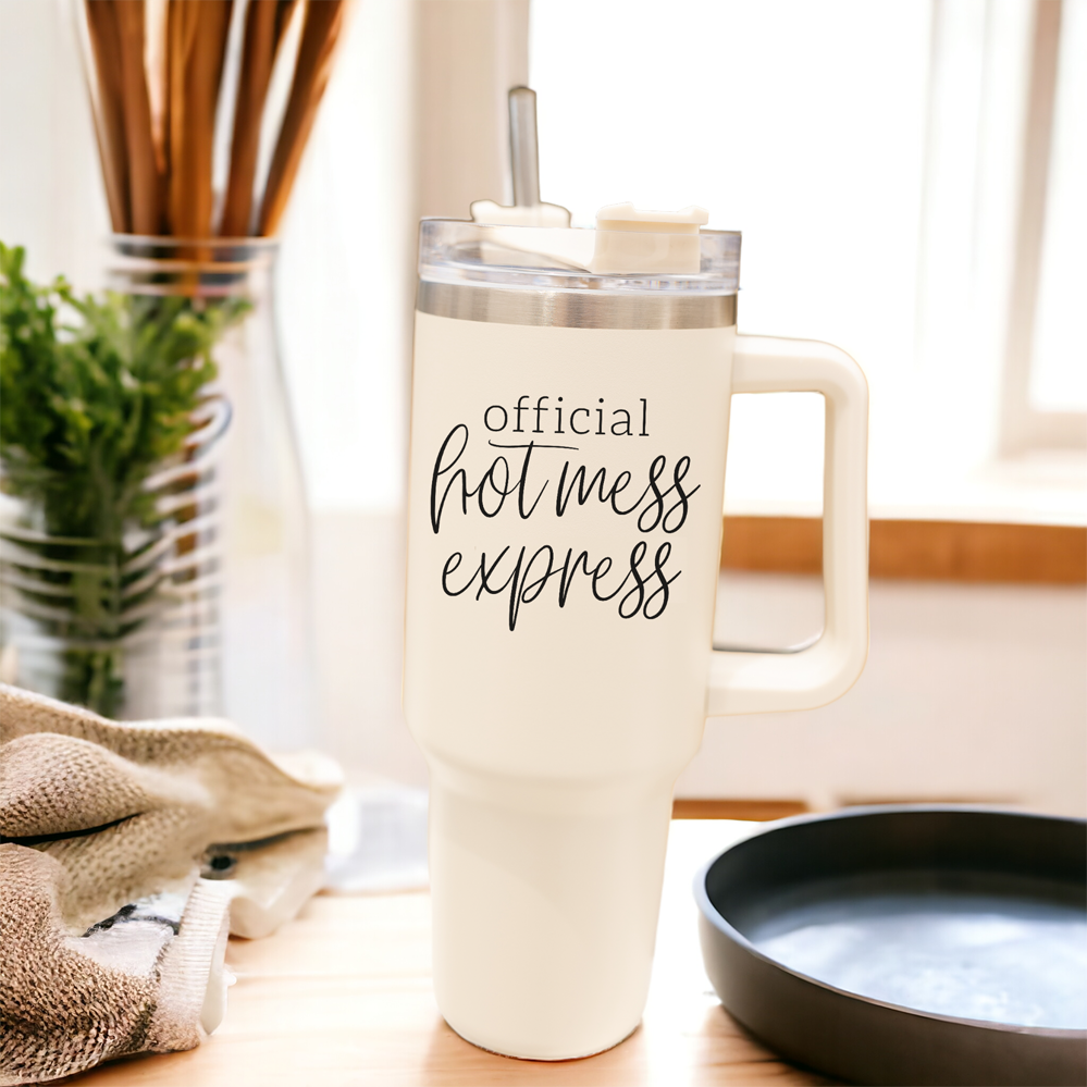 Hot Mess 40oz Tumbler With Lid And Straw - Insulated Travel Cup BandsCo Straps