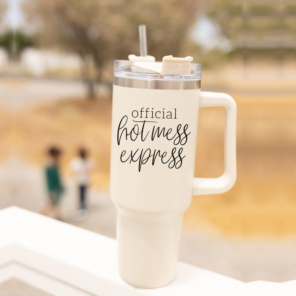 Hot Mess 40oz Tumbler With Lid And Straw - Insulated Travel Cup BandsCo Straps