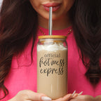 Hot Mess 17oz Glass Tumbler With Bamboo Lid, 2 Stainless Straws and Cleaner BandsCo Straps
