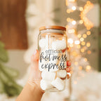 Hot Mess 17oz Glass Tumbler With Bamboo Lid, 2 Stainless Straws and Cleaner BandsCo Straps