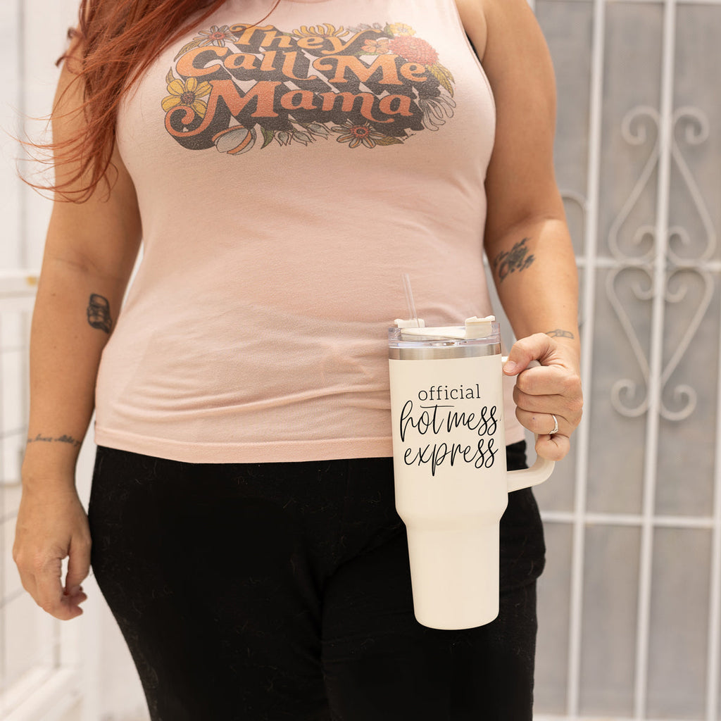 Hot Mess 40oz Tumbler With Lid And Straw - Insulated Travel Cup BandsCo Straps