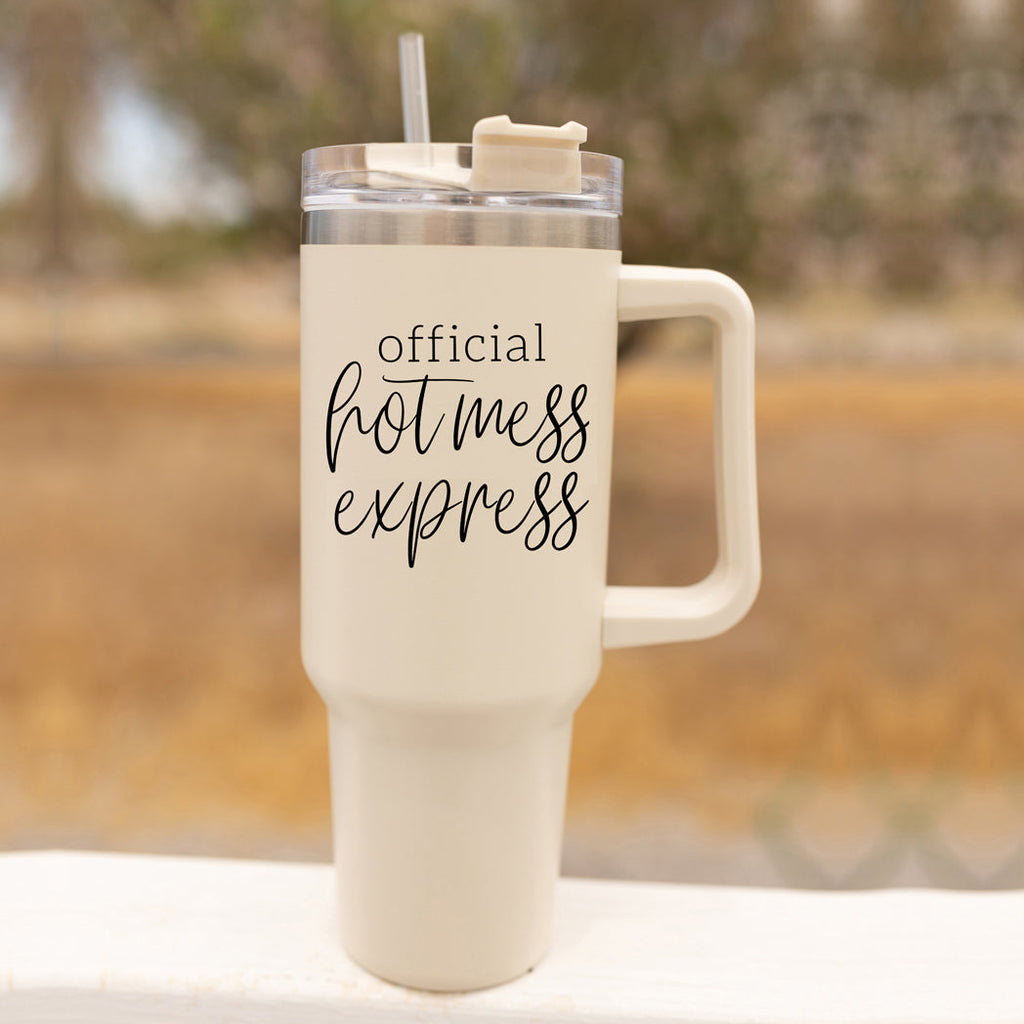 Hot Mess 40oz Tumbler With Lid And Straw - Insulated Travel Cup BandsCo Straps