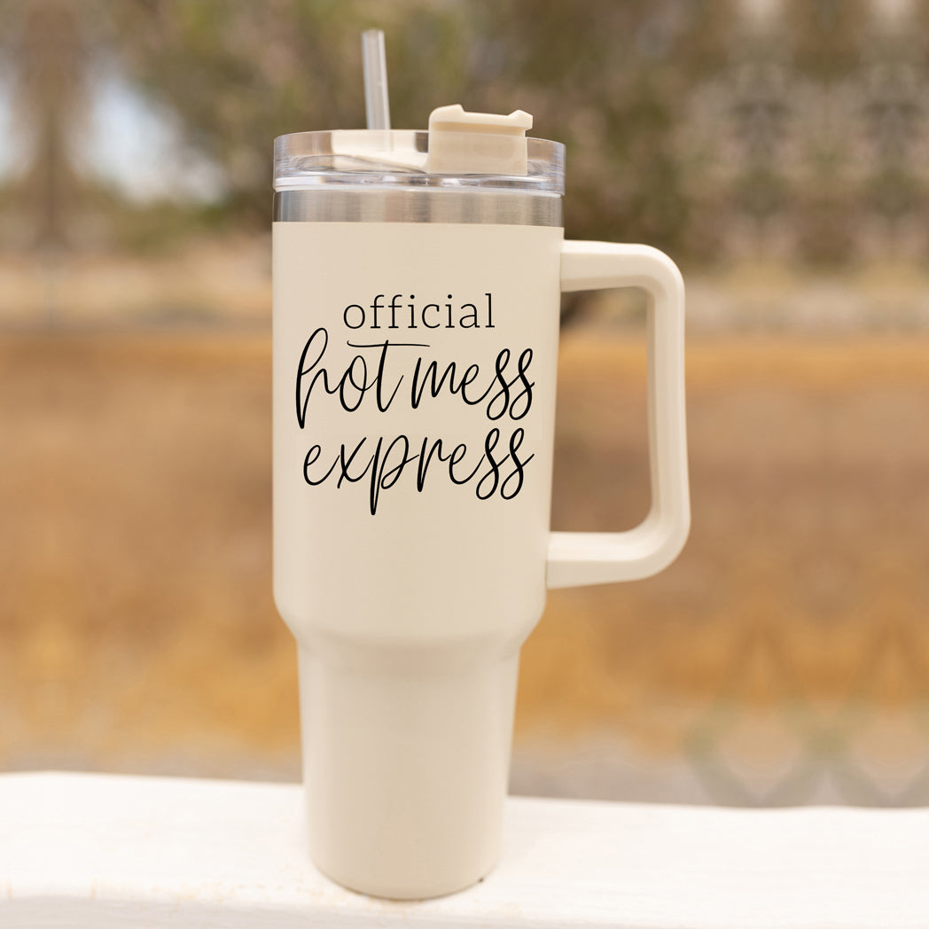 Hot Mess 40oz Tumbler With Lid And Straw - Insulated Travel Cup BandsCo Straps